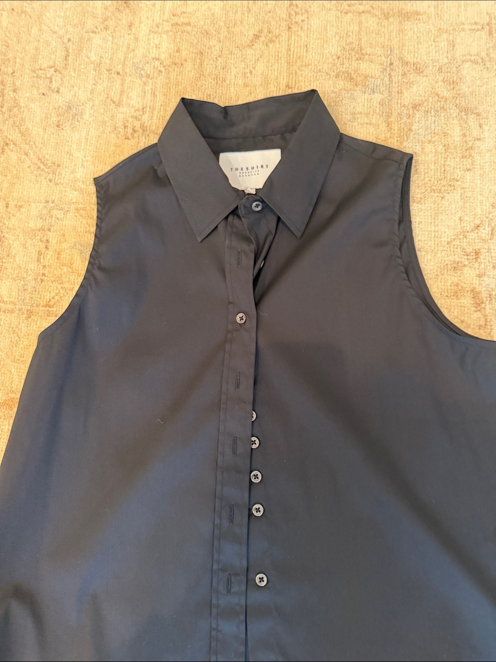 The Shirt by Rochelle Behrens Black Sleeveless Button-Front Blouse